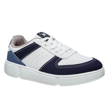 Imagem de Tênis Infantil Molekinho Recortes Meninos Bicolor Branco Marinho, 32, 