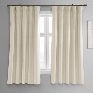 Imagem de HPD Half Price Drapes Cortinas Blackout de Veludo Assinatura para Quarto 50 x 63 (1 Painel), VPCH-110602-63, Porcelana Branca
