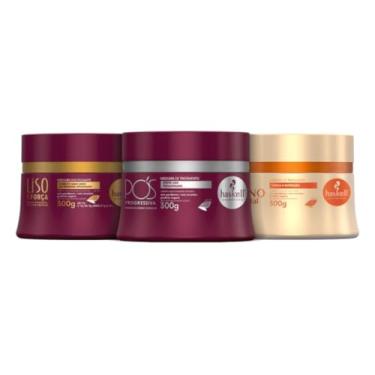 Imagem de Kit de Tratamento Capilar para Cabelos Alisados, 3 Máscaras de 300g, Hidratação, Reconstrução e Nutrição