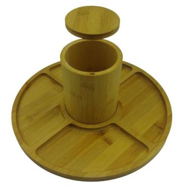 Imagem de Pote Multiúso Com Tampa + Petisqueira 5 Divisórias Bambu - Kadê