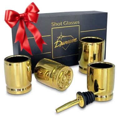 Imagem de Conjunto de 4 copos de shot de calibre 50, conjunto de 4 copos de dose de cerâmica com dosador, 50 cápsulas em forma de copos de shot em forma de copo ótimo presente para homens, conjunto de presente luxuoso