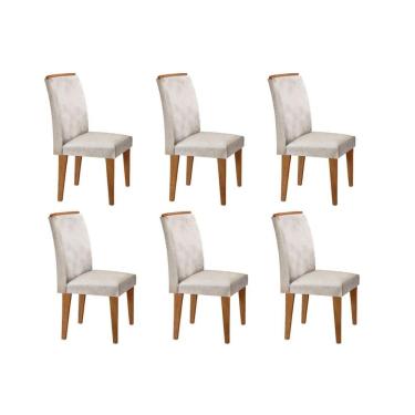 Imagem de Cadeira Sala De Jantar Lunara Kit 6 Un Imbuia/veludo Creme - Rufato