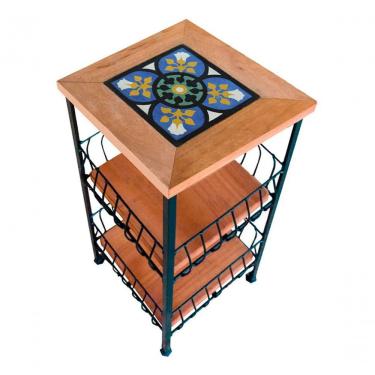 Imagem de Fruteira De Ferro E Madeira Ladrilho Hidráulico Artesanal Ladrilho S03