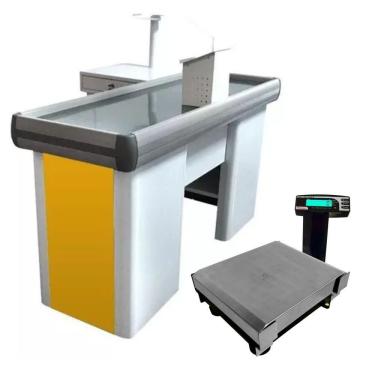 Imagem de Caixa Supermercado Empacotador Amarelo 1,50m Check Out E Balança 30kg Urano Bivolt