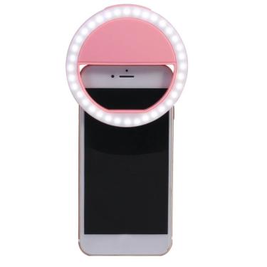 Imagem de Iluminador Circular Led Celular/Smartphone Selfie Ring Light (Rosa) .
