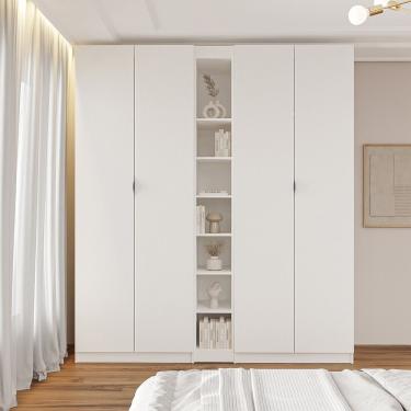 Imagem de Guarda Roupa Modulado 4 Portas 3 Peças Hera Cabecasa Branco Geada Cinza