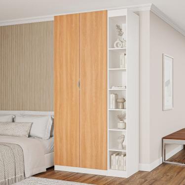Imagem de Guarda Roupa Modulado 2 Portas 3 Peças Hera Cabecasa Branco Geada Louro Cinza