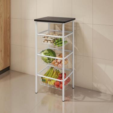 Imagem de Fruteira Para Cozinha Daniela Fruteira De 3 Cestos Branco-preto