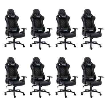 Imagem de Kit 8 Cadeiras Gamer Giratória Fair Play Preto