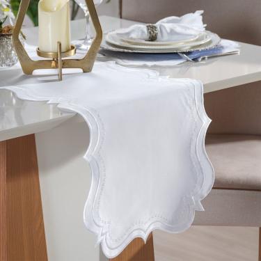 Imagem de Trilho De Mesa Bordare Bordado 40x180cm Branco