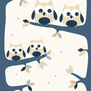 Imagem de Papel De Parede Fofura Baby Corujas Azul E Bege Ff4044