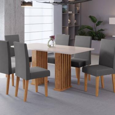 Imagem de Conjunto Sala de Jantar 6 Cadeiras Venus Mel/ Blonde /Cinza