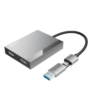 Imagem de VENTION Adaptador Displaylink Usb C E 3.0 Para Hdmi Dual 4K, Divisor De Alumínio Com Tela Estendida Monitor 4K A 60 Hz Compatível Mac Pro/Air M1/M2/M3, Hp, Dell