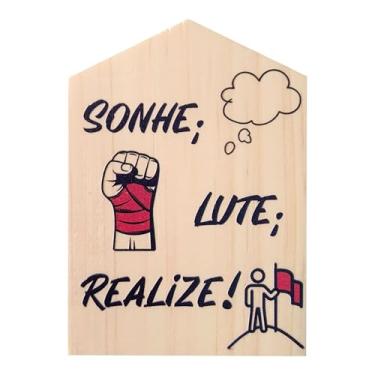 Imagem de KIAGA, Placa Decorativa Casinha Enfeite de Mesa e Parede com Estampa - Sonhe; Lute; Realize! Cor:COLORIDO;Tamanho:7X10 CM