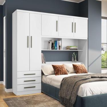 Imagem de Guarda Roupa Casal 5 Portas e Cabeceira Baú Mexico Branco - Rud Rack
