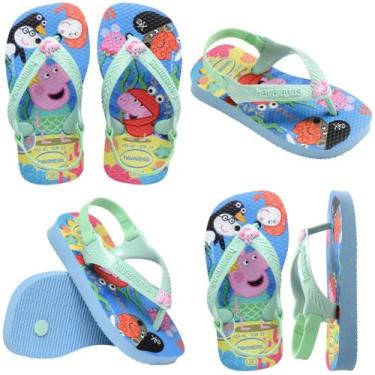 Imagem de Chinelo Infantil Havaianas Baby Peppa Pig com Elástico, Azul lavanda, 