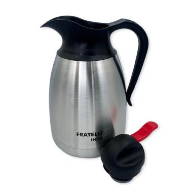 Imagem de Garrafa Térmica de Inox, 1270ml, Jarra para Café e Chá com Tampa, Preta e Prata