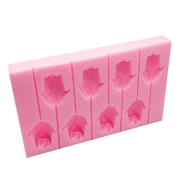 Imagem de Molde de silicone para bolo de pirulito de flor de rosa, chocolate, faça você mesmo, 1 peça