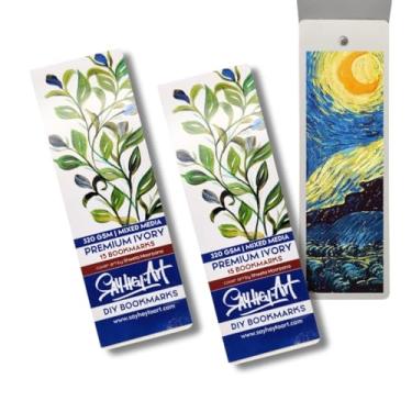 Imagem de Messketeers - Bloco de desenho profissional marfim premium 320gsm/para todos os médios, caligrafia, carvão, acrílico, guache / (pacote com 2 - um total de 30 marcadores faça você mesmo) / florais