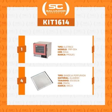 Imagem de Kit Progás Forno Turbo Elétrico Prp-004 Plus 220V Rosa + 4 Assadeiras