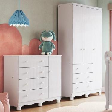 Imagem de Quarto Infantil com Guarda-roupa 3 Portas e Cômoda 1 Porta 100% Mdf Mi