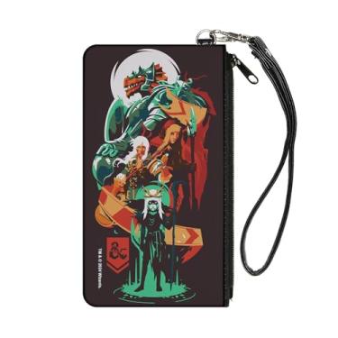 Imagem de Buckle-Down Carteira Wizards of the Coast, bolsa com zíper, colagem de personagens Dungeons and Dragons, marrom, multicolorida, tela, Vermelho, SMALL, Casual