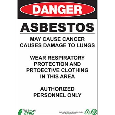 Imagem de Placa ZING 2677 Eco GHS, perigo, amianto, 14 A x 10 W, plástico reciclado