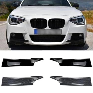 Imagem de Divisores de para-choque dianteiro compatíveis com 1 série F20 F21 M Sport 2012-2014 Kit de carroceria acessórios de carro para para-choque dianteiro (aparência de fibra de carbono)
