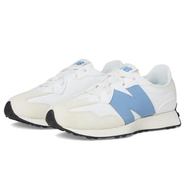 Imagem de New Balance Tênis infantil unissex 327 (criança grande), Branco/Azul Laguna, 17