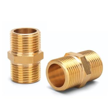 Imagem de Adaptador de acoplamento de encaixe de niple sextavado de tubo de latão 1/8 1/4 3/8 1/2 3/4 1 BSP conector de rosca macho para macho, 1,3 fen, 1 peça
