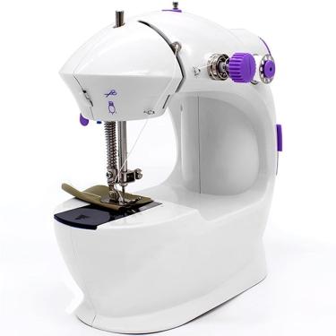 Imagem de Máquina de Costura Portátil para Uso Doméstico com Pedal Elétrico Luz Integrada e Operação a Pilhas