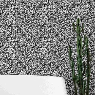 Imagem de Papel De Parede Adesivo Preto E Branco Abstrato Tribal 10m - DELIQUADR