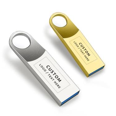 Imagem de Pen drive USB de metal personalizado, pacote com 50 unidades de pen drive personalizado USB 2.0, ideal para negócios, educação, corporações, fotografia e estúdios de música (128 GB, sem caixa)