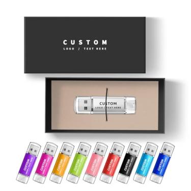 Imagem de Pen drive USB OTG personalizado, pacote com 50 unidades de pen drive de memória USB duplo, ideal para presentes corporativos, eventos de negócios e brindes promocionais (16 GB, com caixa de presente)