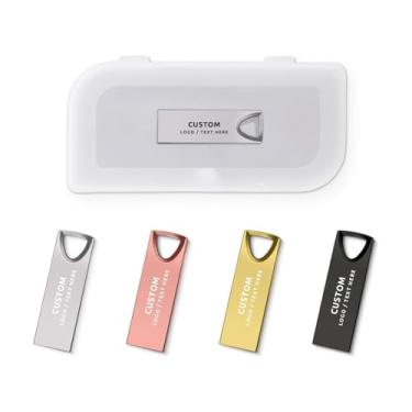 Imagem de Pen drive USB personalizado, pacote com 100 unidades de metal personalizado, pen drive USB 2.0, ideal para negócios corporativos, fins educacionais e sem fins lucrativos (32 GB, com caixa de plástico)