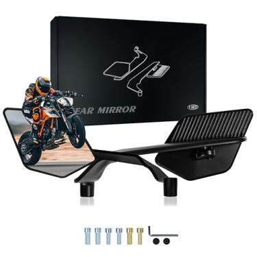 Imagem de MRIGDLKY Espelhos de motocicleta universal dobrável giratório retrovisor retrovisor furtivo espelho lateral de asa de vento