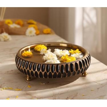 Imagem de RITUALISTIC Aavrit Urli de madeira | Uruli para decoração de flores | Tigela Urli de madeira para decoração de casa | Decoração de cozinha | Tigela para decoração | Perfeita para ocasiões festivas |