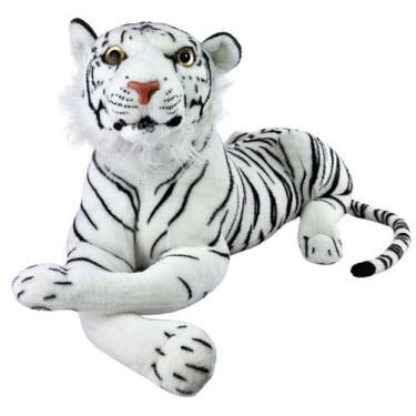 Imagem de Tigre Branco de Pelúcia Realista M Decoração Safari - S2 Toys