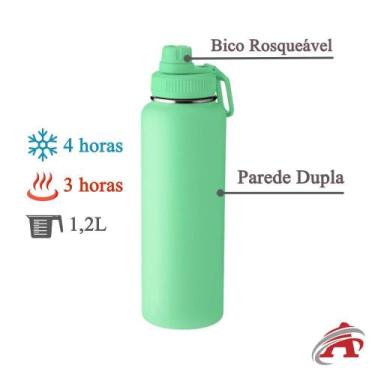 Imagem de Garrafa Térmica Aço Inox 1.2L Parede Dupla com Alça Flexível e Bico co