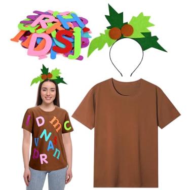 Imagem de JcHrmers Acessórios de fantasia de palmeira, marrom, faixa de cabeça de palmeira, adesivos autoadesivos, letras, livros, personagens, fantasia para adultos, Halloween, cosplay, fantasia