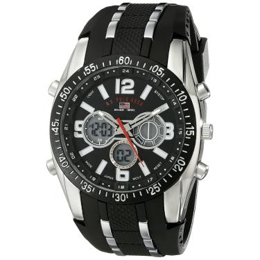Imagem de US Polo Assn. Relógio esportivo masculino US9281, Preto, prata, Cronógrafo, digital, movimento de quartzo