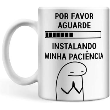 Imagem de Caneca de Porcelana Instalando Minha Paciência FlorkMEME, 300ml, Branca, Estampa de Meme, Lavável em Lava-louças
