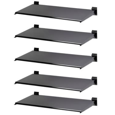 Imagem de Kit 5 Prateleiras Para Painel Canaletado Parede Lojas MDF Preto 30x60cm