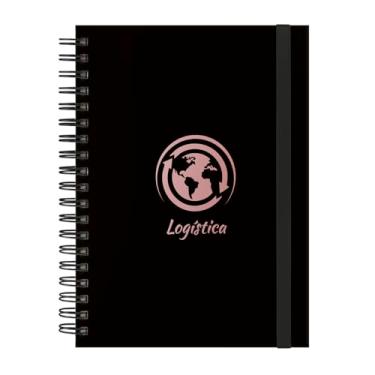 Imagem de Caderno Colegial Plus 12 Matérias Profissões Logística (Preto e Rosê)