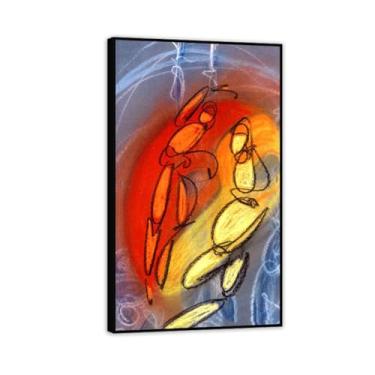 Imagem de Max Ernst Impressão em tela Dançarinos sob o céu estrelado Reproduções de arte famosas Max Ernst Pôster de pintura para casa Surrealismo Decoração de parede para presentes de sala de estar 70x40 cm