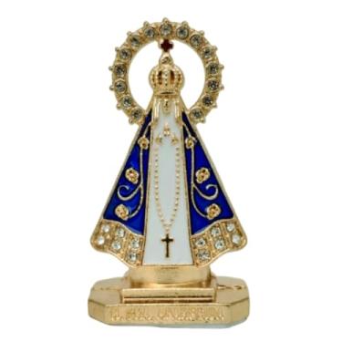 Imagem de Miniatura Imagem Nossa Senhora Aparecida de Plástico Para Painel de Carro Com Strass Autocolante (1, Dourado Branco - P)