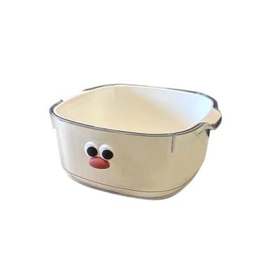 Imagem de Cesta de frutas de camada dupla para limpeza e drenagem de água doméstica cesta de louça para cozinha