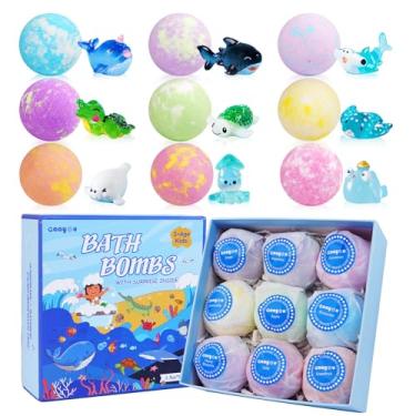 Imagem de Bombas de banho para crianças com surpresa no interior, conjunto de 9 bombas de banho, presentes de Halloween para crianças, bombas de banho de espuma orgânicas naturais com oceano, brinquedos de