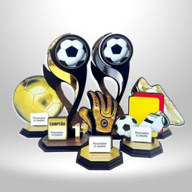 Imagem de Kit Troféus Futebol Premium Mdf/acrílico 6 Peças (35/20cm)
