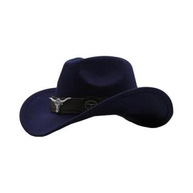 Imagem de Chapéu De Cowboy Étnico Vintage Em Denim, Fibra De Lã, Respirável, Par